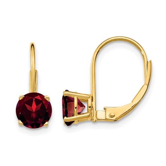 Garnet Leverback Hoop Earrings 2.00 Carat (ctw) in 14K Yellow Gold